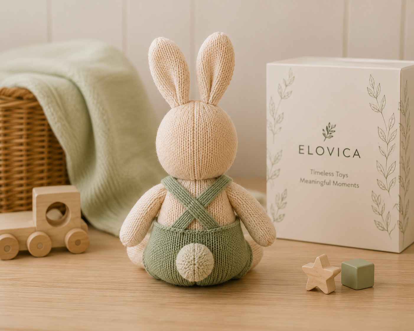 ELOVICA Organic Knit Bunny Plush Toy