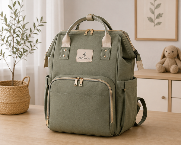 Elovica Diaper Bag Backpack, Sage Green