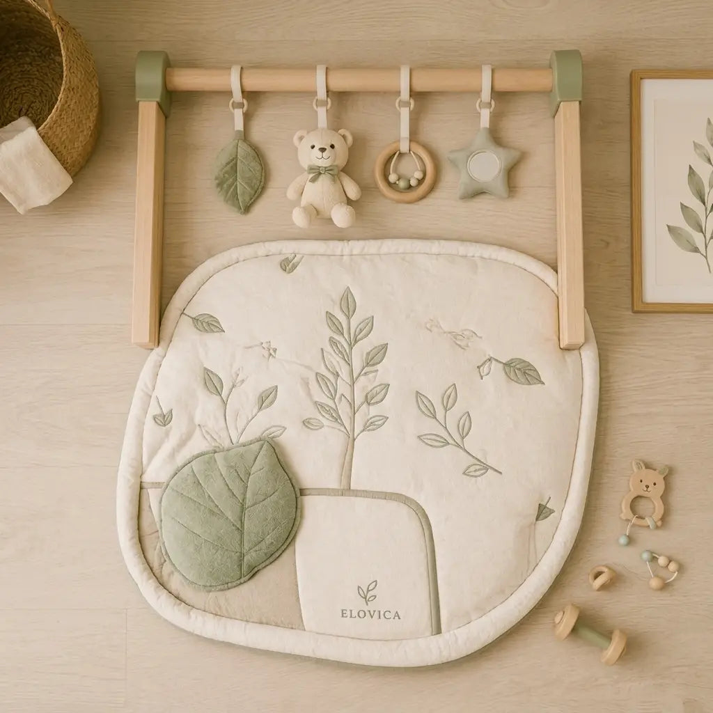 Elovica Wooden Baby Play Gym with Mat